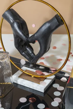 New KARE Design Figurka dekoracyjna Elements Heart Hand 32x34 cm fioletowo-złota - KARE