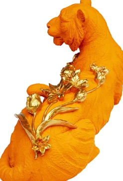Discount KARE Design Figurka dekoracyjna Flower Leoard pomarańczowa 26cm - KARE