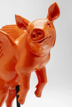 Fashion KARE Design Figurka dekoracyjna Flying Pig pomarańczowa 29cm - KARE