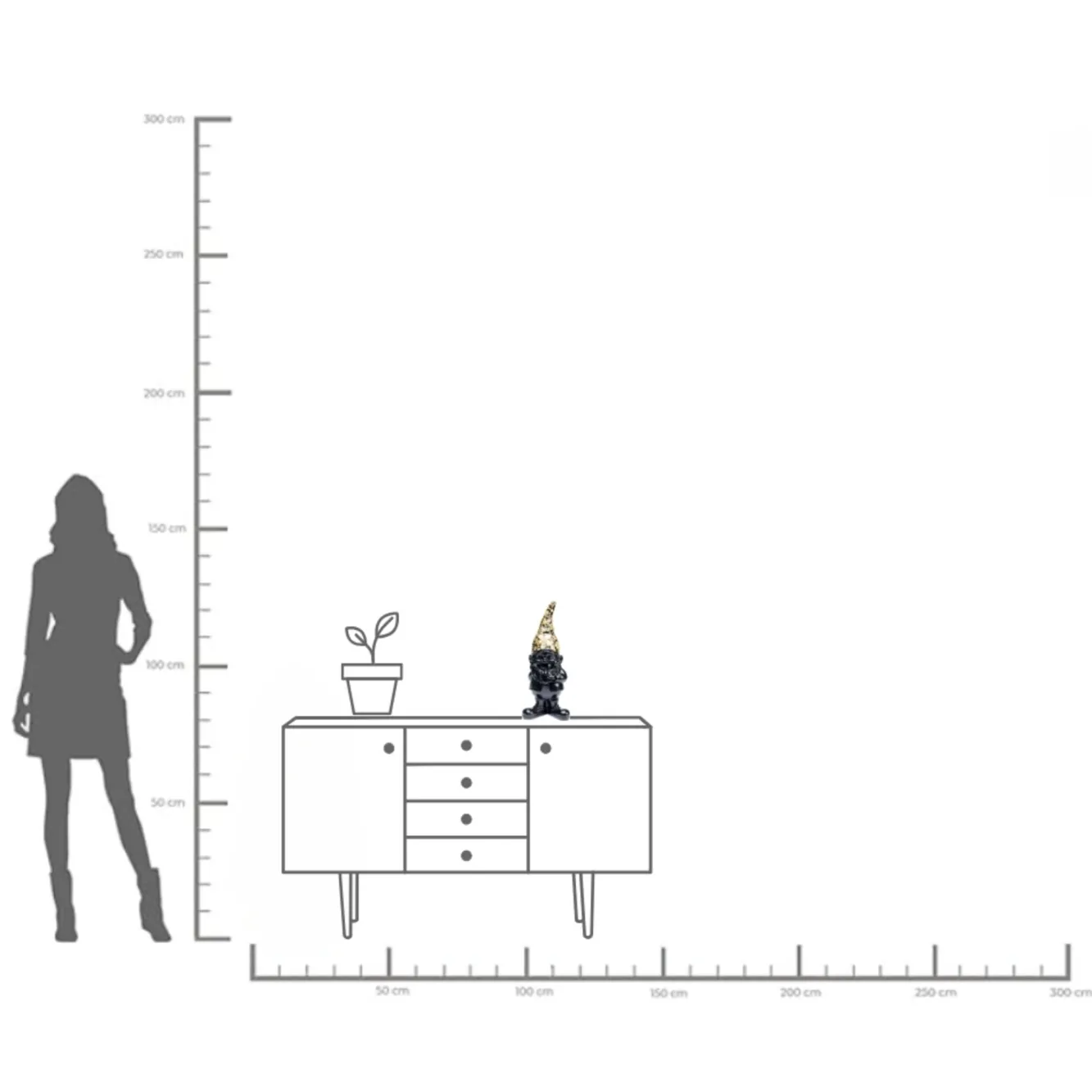 Hot KARE Design Figurka dekoracyjna Gnome Standing 15x46 cm czarno-złota - KARE