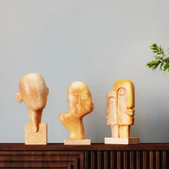 Hot KARE Design Figurka dekoracyjna Half a Face 14x30 cm brązowa - KARE