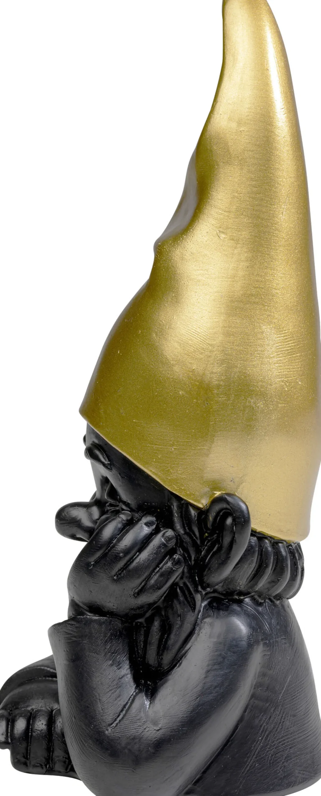 New KARE Design Figurka dekoracyjna krasnal czarny czapka złota 10x21 cm - KARE