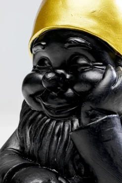 New KARE Design Figurka dekoracyjna krasnal czarny czapka złota 10x21 cm - KARE