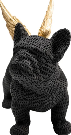 Discount KARE Design Figurka dekoracyjna piesek czarny anioł złote skrzydła 28x25 cm - KARE
