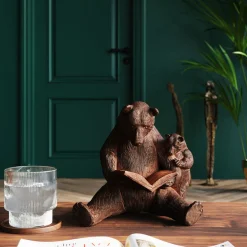 New KARE Design Figurka dekoracyjna Reading Bears 20x18 cm brązowa - KARE