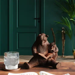New KARE Design Figurka dekoracyjna Reading Bears 20x18 cm brązowa - KARE