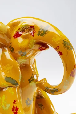 Outlet KARE Design Figurka dekoracyjna żółta ze wzorami słonik 20x18 cm - KARE