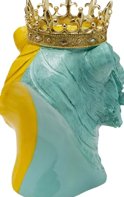 Hot KARE Design Figurka dekoracyjna tygrys niebiesko-żółta ze złotą koroną 28x33 cm - KARE