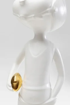 New KARE Design Figurka dekoracyjna z ceramiki biała 41 cm dziewczyna ze złotą piłką - KARE