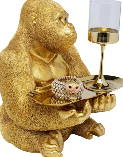 Discount KARE Design Figurka dekoracyjna z tacą Gorilla Butler 29x37 cm złota - KARE