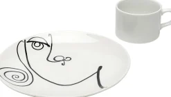 Clearance KARE Design Filiżanka ze spodkiem biała #2 wzory czarne 160 ml - KARE