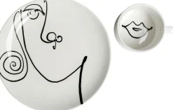 Clearance KARE Design Filiżanka ze spodkiem biała #2 wzory czarne 160 ml - KARE