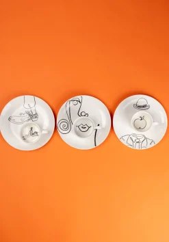 Clearance KARE Design Filiżanka ze spodkiem biała #2 wzory czarne 160 ml - KARE