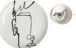 New KARE Design Filiżanka ze spodkiem biała wzory czarne 160 ml - KARE