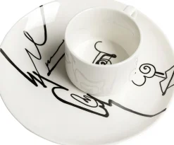 New KARE Design Filiżanka ze spodkiem biała wzory czarne 160 ml - KARE