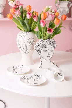 New KARE Design Filiżanka ze spodkiem biała wzory czarne 160 ml - KARE