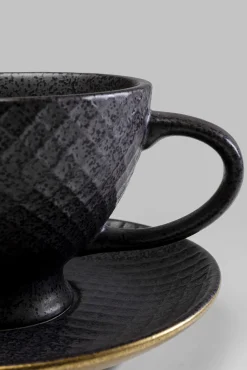 Sale KARE Design Filiżanka ze spodkiem z porcelany czarno-złota 200 ml - KARE