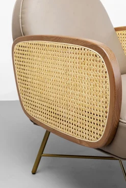 Online KARE Design Fotel boho szary skóra semianilinowa podłokietniki naturalno-brązowe 60x80 cm - KARE