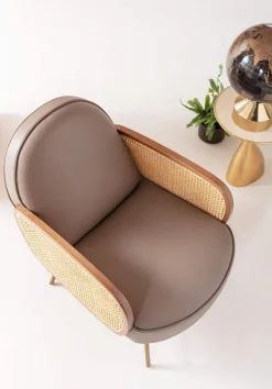 Online KARE Design Fotel boho szary skóra semianilinowa podłokietniki naturalno-brązowe 60x80 cm - KARE