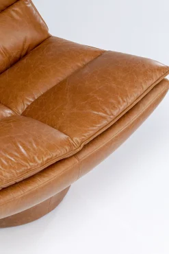 Discount KARE Design Fotel brązowy pikowany skóra semianilinowa 86x96 cm - KARE