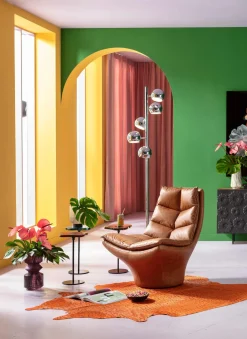 Discount KARE Design Fotel brązowy pikowany skóra semianilinowa 86x96 cm - KARE