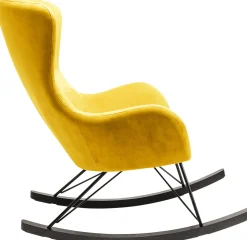 Clearance KARE Design Fotel bujany tkanina żółta nogi dębowe 77x104 cm - KARE