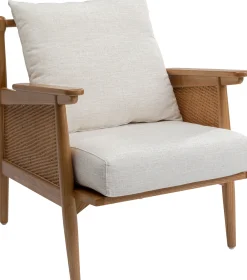 Sale KARE Design Fotel Cane 80x83 cm drewniany - poduszki kremowe - KARE