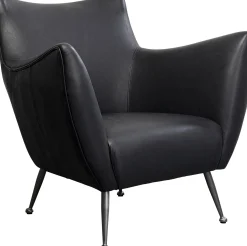 Fashion KARE Design Fotel do salonu czarny skóra semianilinowa nogi stalowe 89x85 cm - KARE