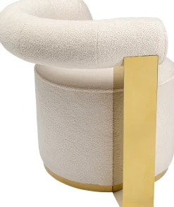 Clearance KARE Design Fotel do salonu glamour tkanina pluszowa biała podstawa złota 75x83 cm - KARE