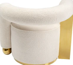 Clearance KARE Design Fotel do salonu glamour tkanina pluszowa biała podstawa złota 75x83 cm - KARE