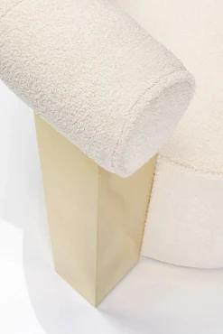 Clearance KARE Design Fotel do salonu glamour tkanina pluszowa biała podstawa złota 75x83 cm - KARE