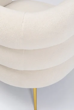 Outlet KARE Design Fotel do salonu nowoczesny tkanina pluszowa biała nogi złote 74x78 cm - KARE