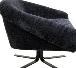 Outlet KARE Design Fotel duży obrotowy tapicerka szaroniebieska nogi czarne 82x95 cm - KARE