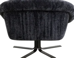 Outlet KARE Design Fotel duży obrotowy tapicerka szaroniebieska nogi czarne 82x95 cm - KARE