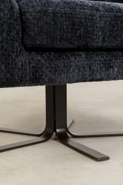 Outlet KARE Design Fotel duży obrotowy tapicerka szaroniebieska nogi czarne 82x95 cm - KARE