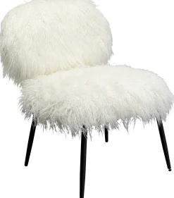 Clearance KARE Design Fotel futrzak biały nogi czarne stalowe 63x78 cm - KARE
