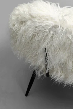 Clearance KARE Design Fotel futrzak biały nogi czarne stalowe 63x78 cm - KARE