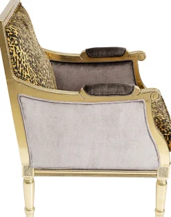 New KARE Design Fotel glamour do salonu panterka rama złota 70x98 cm - KARE