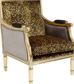 New KARE Design Fotel glamour do salonu panterka rama złota 70x98 cm - KARE