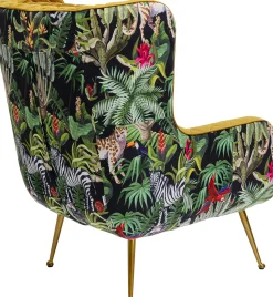 Best KARE Design Fotel Nonna Jungle 75x102 cm kolorowy - siedzisko musztardowe - KARE