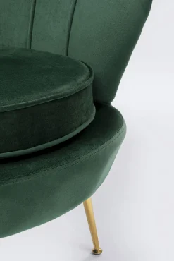 Hot KARE Design Fotel nowoczesny muszelka ciemnozielony aksamitny nogi złote 83x77 cm - KARE
