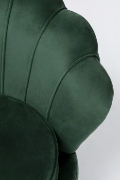Hot KARE Design Fotel nowoczesny muszelka ciemnozielony aksamitny nogi złote 83x77 cm - KARE