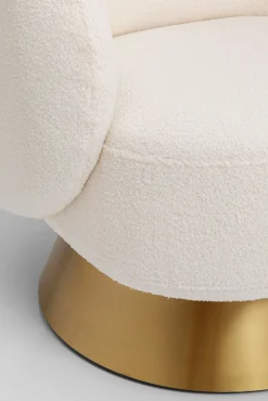Discount KARE Design Fotel obrotowy biały tkanina boucle podstawa złota 78x75 cm - KARE