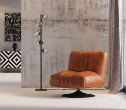 Outlet KARE Design Fotel obrotowy brązowy skóra semianilinowa 72x74 cm - KARE