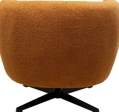 Sale KARE Design Fotel obrotowy brązowy tkanina pluszowa nogi czarne stalowe 77x75 cm - KARE