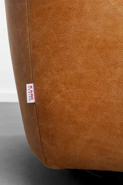 New KARE Design Fotel obrotowy ekskluzywny brązowy skóra naturalna 91x85 cm - KARE