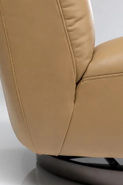 New KARE Design Fotel obrotowy jasnobrązowy skóra semianilinowa podstawa czarna 79x74 cm - KARE