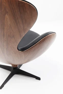 Clearance KARE Design Fotel obrotowy Loung 43x114 cm czarno-orzechowy - KARE