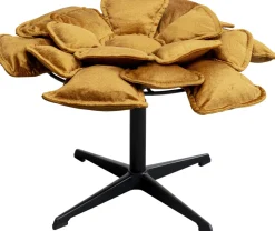 Fashion KARE Design Fotel obrotowy musztardowy z podnóżkiem podstawa czarna stalowa 82x80 cm - KARE