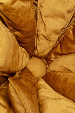 Fashion KARE Design Fotel obrotowy musztardowy z podnóżkiem podstawa czarna stalowa 82x80 cm - KARE